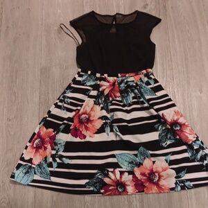 Mesh Top Skater Dress